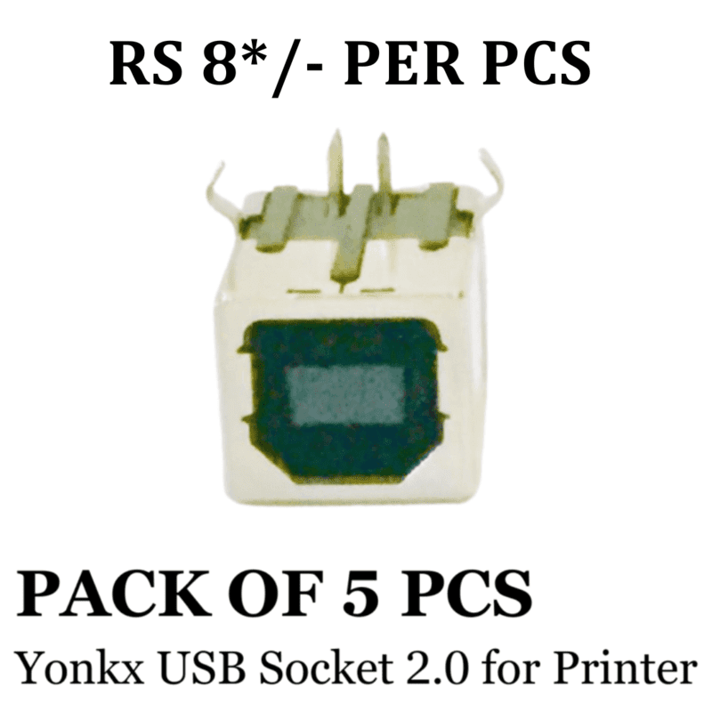 Yonkx USB Socket 2.0 for Printer (Black) ( Pack Of 5 )