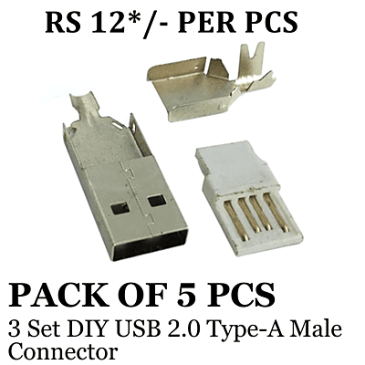 3 Set DIY USB 2.0 Type-A Male Connector ( Pack Of 5 )