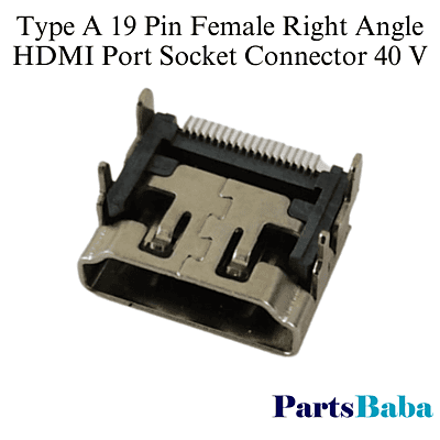 Type A 19 Pin Female Right Angle HDMI Port Socket Connector 40 V