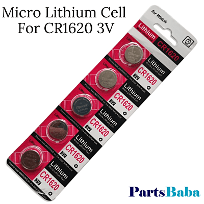 Micro Lithium Cell For CR1620 3V For Remote Controls Watches Calculators (Pack of 5 Pcs)