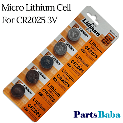 Micro Lithium Cell For CR2025 3V For Remote Controls Watches Calculators (Pack of 5 Pcs)