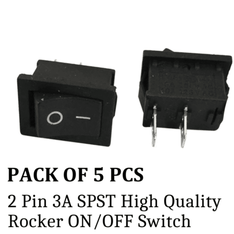 2 Pin 3A SPST High Quality Rocker ON/OFF Switch ( Pack Of 5 )