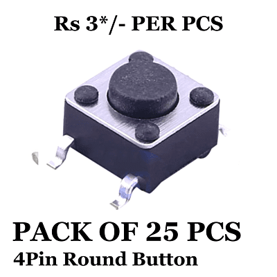 4Pin Round Button SPST Straight Tactile Switch SMD-TS665TP (Pack of 25 Pcs)