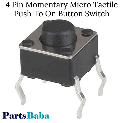 4 Pin Momentary Micro Tactile Push To On Button Switch