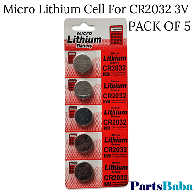Micro Lithium Cell For CR2032 3V For Remote Controls Watches Calculators (Pack of 5 Pcs)
