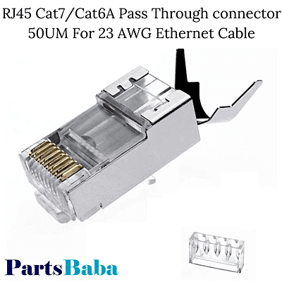 RJ45 Cat7 & Cat6A Pass Through connector 50UM For 23 AWG Ethernet Cable