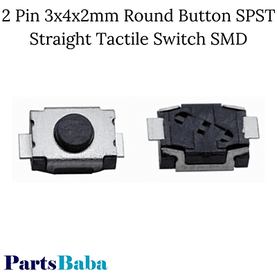 2Pin 3x4x2mm Round Button SPST Straight Tactile Switch SMD