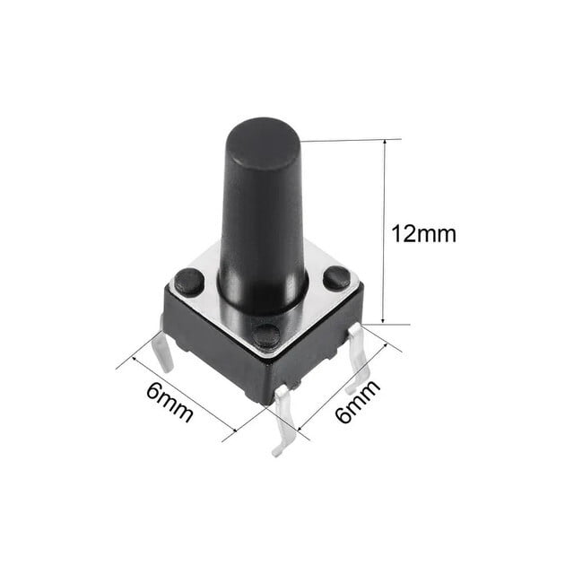 4Pin Round Button SPST Tactile Micro Switch - Height 12mm