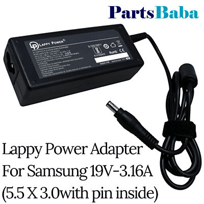 Lappy Power Adapter For Samsung 19V-3.16A (5.5 X 3.0with pin inside)