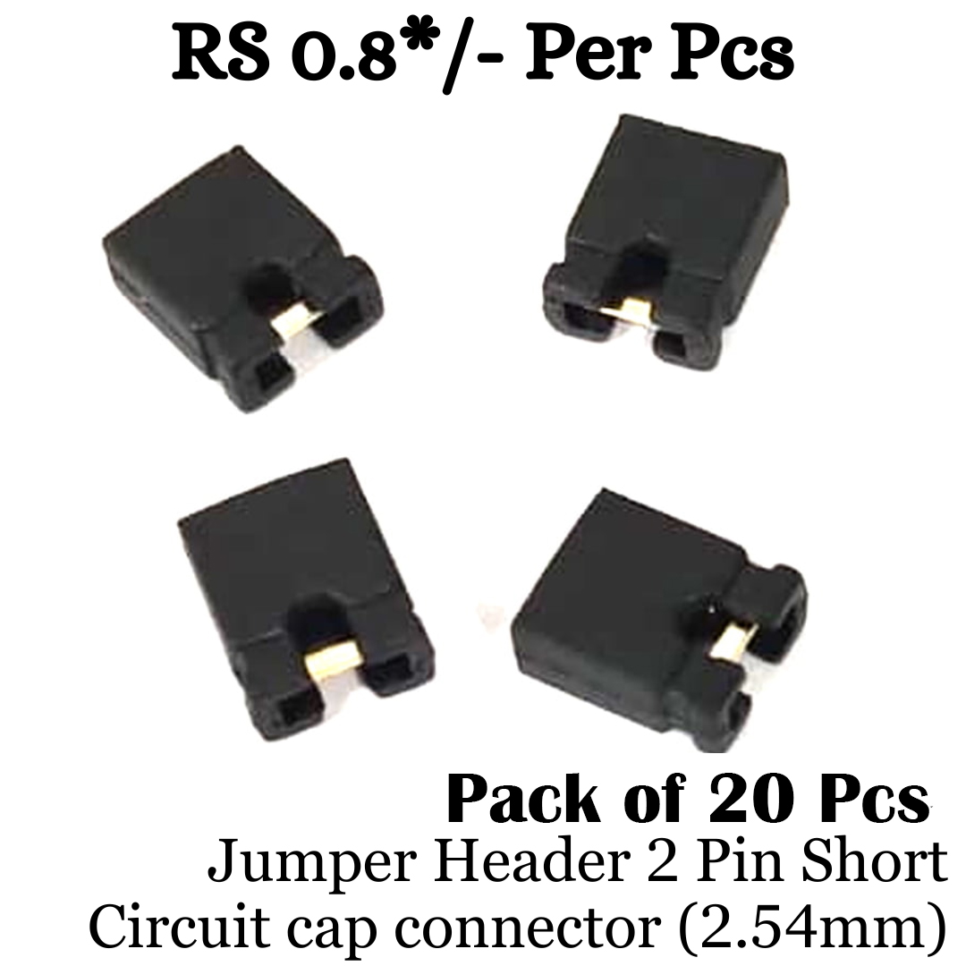Jumper (Header) 2 Pin Short Circuit cap connector (2.54mm) (Pack of 20 Pcs)